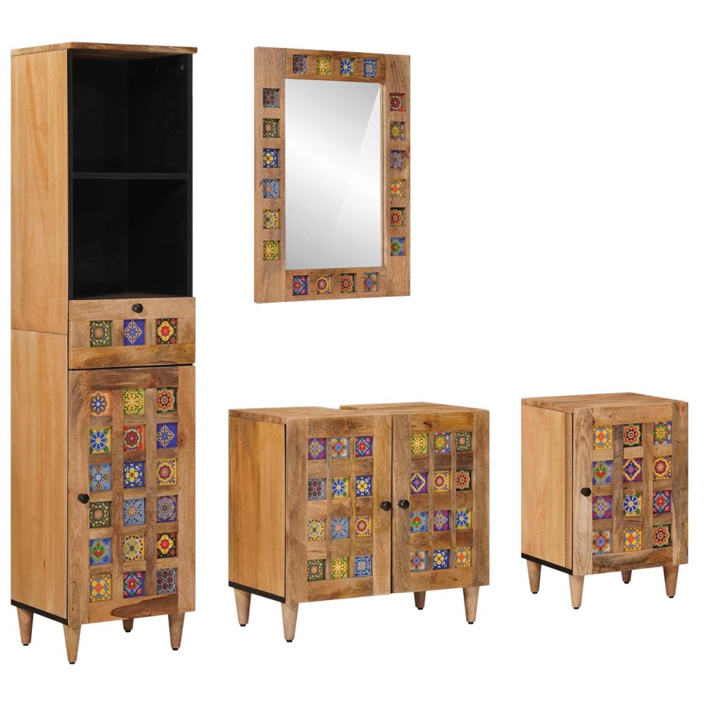 vidaXL Σετ Επίπλων Μπάνιου 4 τεμ. Φυσικό 38x33x160cm