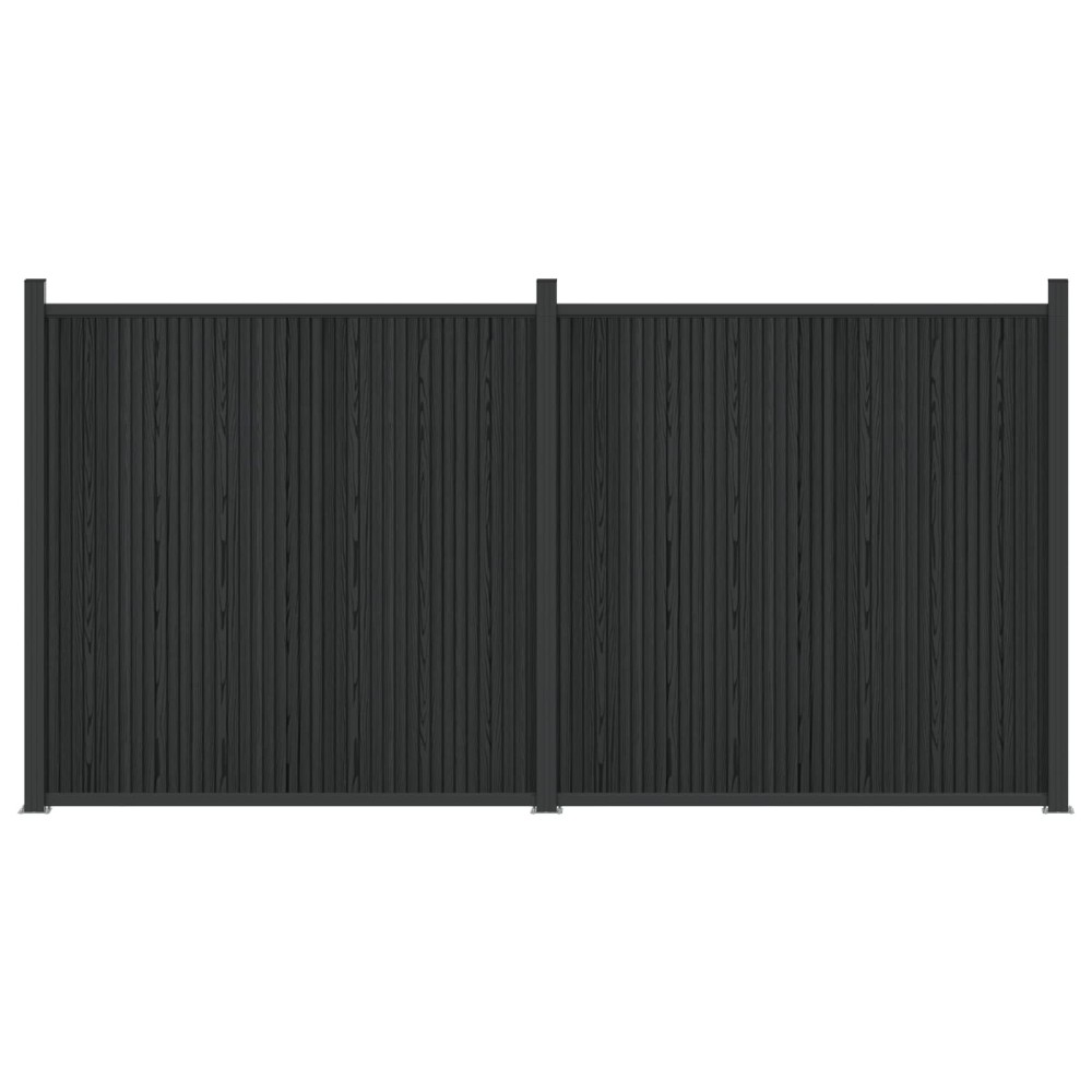 vidaXL Πάνελ Φράχτη 2 τμχ. 355x186,5cm WPC και Αλουμίνιο Μαύρο