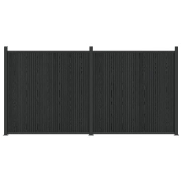 vidaXL Πάνελ Φράχτη 2 τμχ. 355x186,5cm WPC και Αλουμίνιο Μαύρο