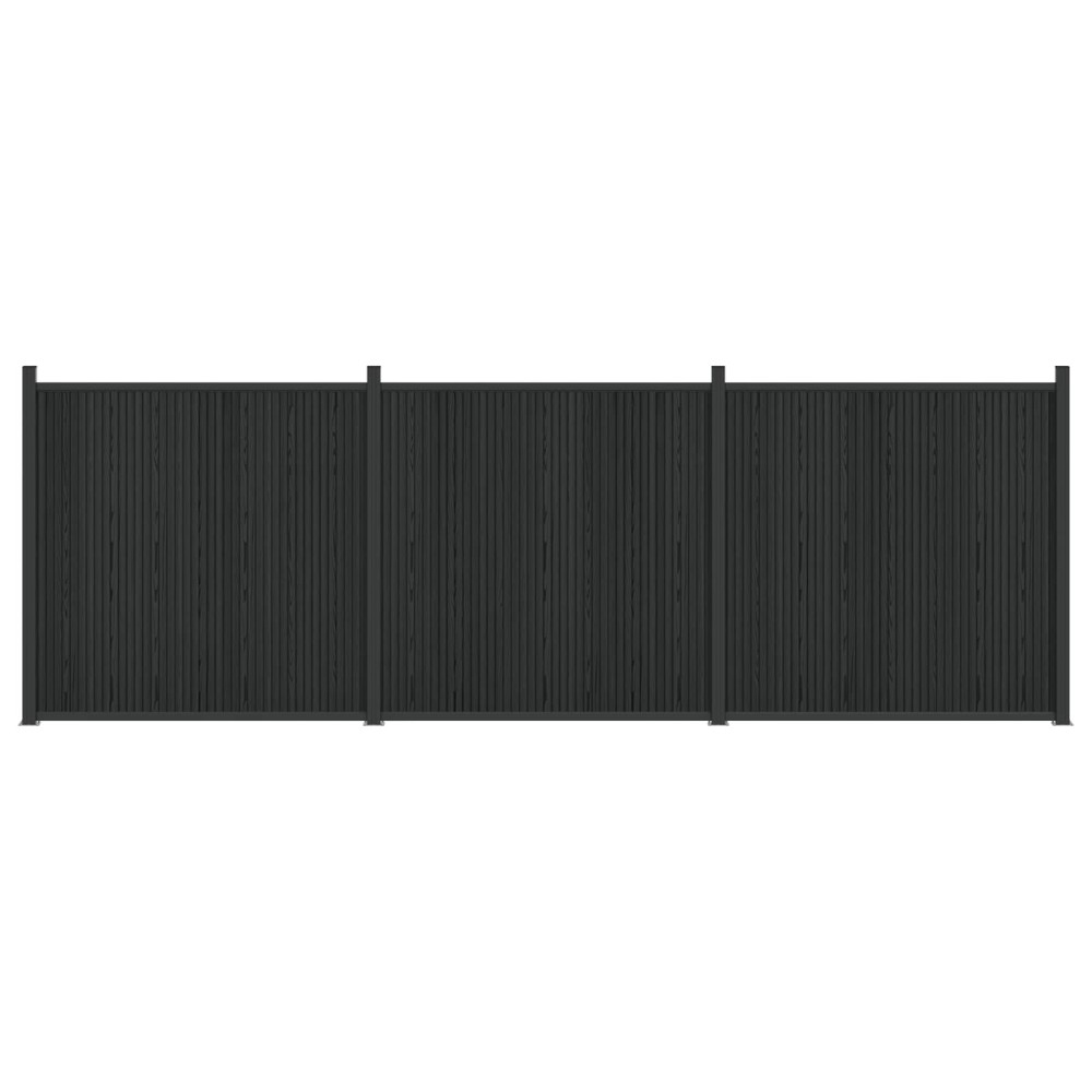 vidaXL Πάνελ Φράχτη 3 τμχ. 530x186,5cm WPC και Αλουμίνιο Μαύρο