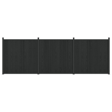 vidaXL Πάνελ Φράχτη 3 τμχ. 530x186,5cm WPC και Αλουμίνιο Μαύρο