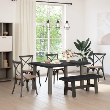 vidaXL Καθιστικό Σαλονιού NOAIN 120x41x45cm Στερεό πεύκο Μαύρο