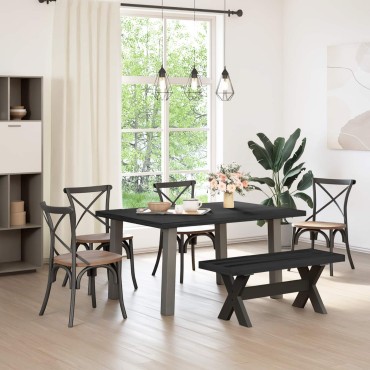 vidaXL Καθιστικό Σαλονιού NOAIN 120x41x45cm Στερεό πεύκο Μαύρο