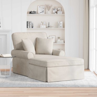 vidaXL Τσέιζ Λαζού με Φούστα με μαξιλάρι Κρεμ 157x91x91cm ARES