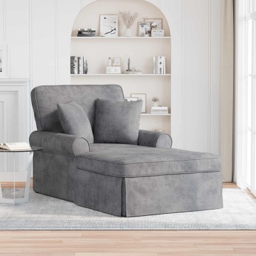 vidaXL Τσέιζ Λαζού με Φούστα Ανοιχτό γκρι 157x91x91cm ARES