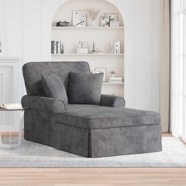 vidaXL Τσέιζ Λαζού με Φούστα Σκούρο Γκρι 157x91x91cm ARES