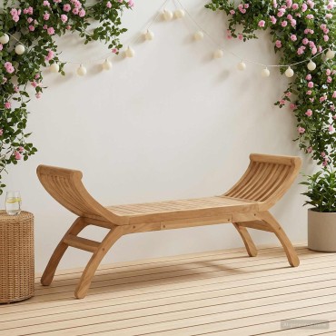 vidaXL Παγκάκι κήπου 2 -Seater Στερεό Ξύλο Τίκ Φυσικό 126x35x55cm 1 τεμ.
