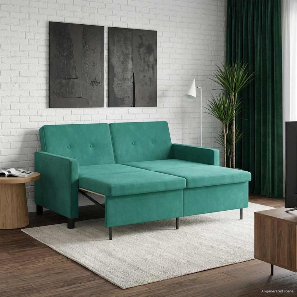 vidaXL Κρεβάτι καναπές Τιρκουάζ Ύφασμα 154x94,5x80,5cm