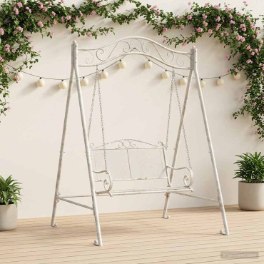 vidaXL Σκελετός Κούνιας Αντίκες Λευκό 113 x 121,5 x 168 εκ. Ατσάλι