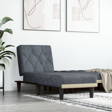 vidaXL Ανάκλιντρο Σκούρο Γκρι Βελούδινο 55x140x70cm 1 τεμ.