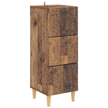 vidaXL Ντουλάπι με Συρτάρια Παλαιωμένο ξύλο 33x34,5x90 εκ 1 τεμ.