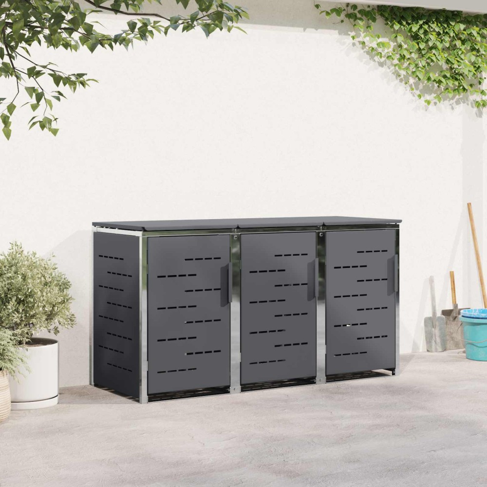 vidaXL Αποθήκευση Κάδου Γυρίσματος for 3 Bins 240L Ανοξείδωτο Ατσάλι