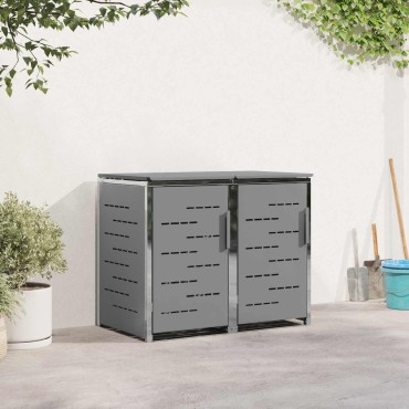 vidaXL Αποθήκευση Κάδου Γυρίσματος for 2 Bins 240L Ανοξείδωτο Ατσάλι