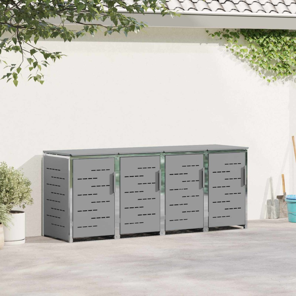 vidaXL Αποθήκευση Κάδου Γυρίσματος for 4 Bins 240L Ανοξείδωτο Ατσάλι