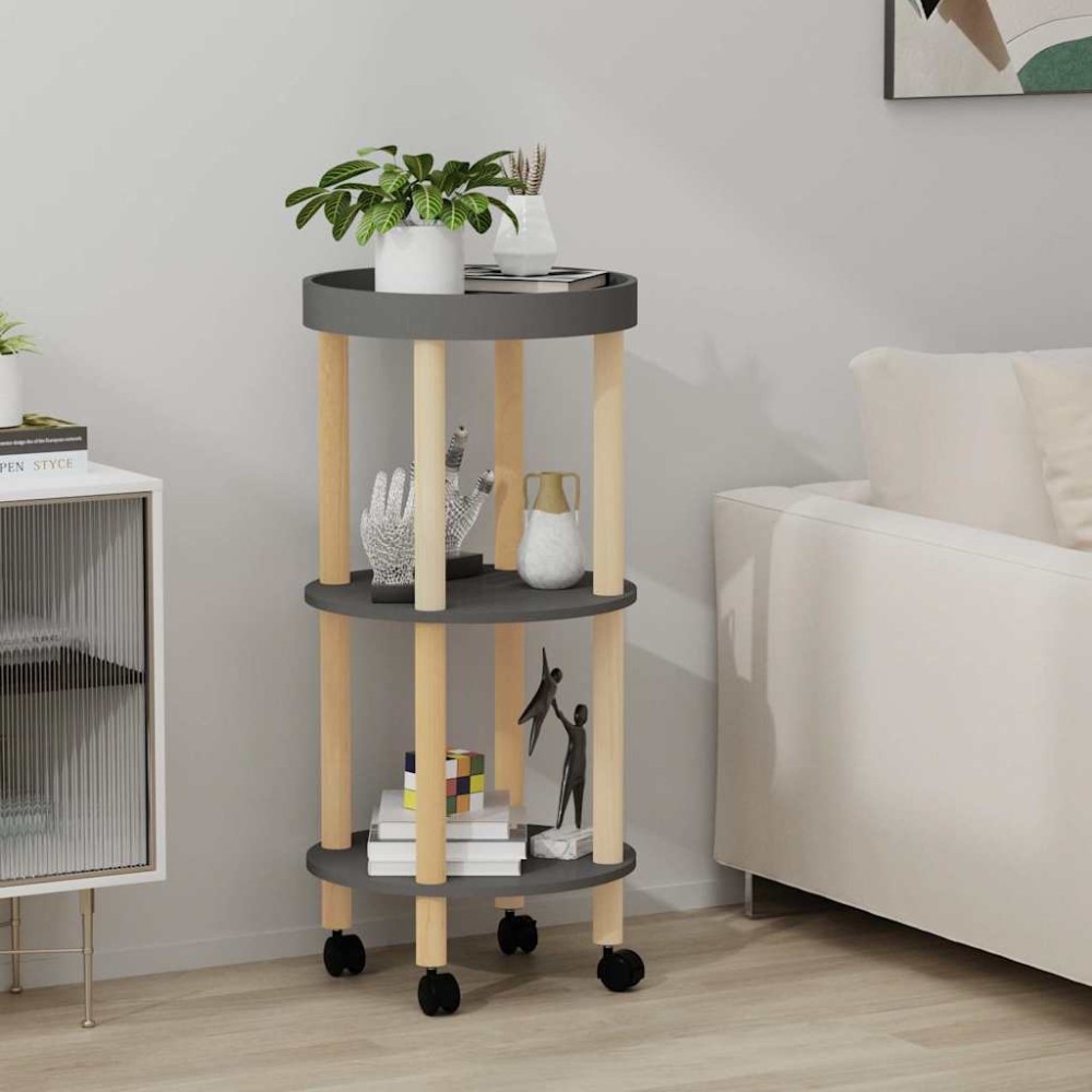 vidaXL Τρόλεϊ 3 Επιπέδων Γκρι 38x38x82cm Επεξ. Ξύλο/Μασίφ Πεύκο 1 τεμ.