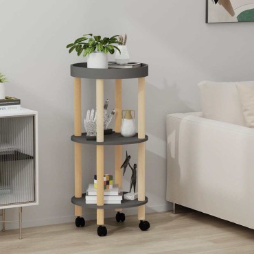 vidaXL Τρόλεϊ 3 Επιπέδων Γκρι 38x38x82cm Επεξ. Ξύλο/Μασίφ Πεύκο 1 τεμ.