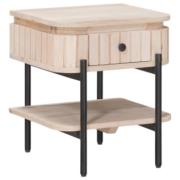 vidaXL Χειροποίητο Κομοδίνο Λευκό 40x35x45cm Στερεό ξύλο μάνγκο 1 τεμ.