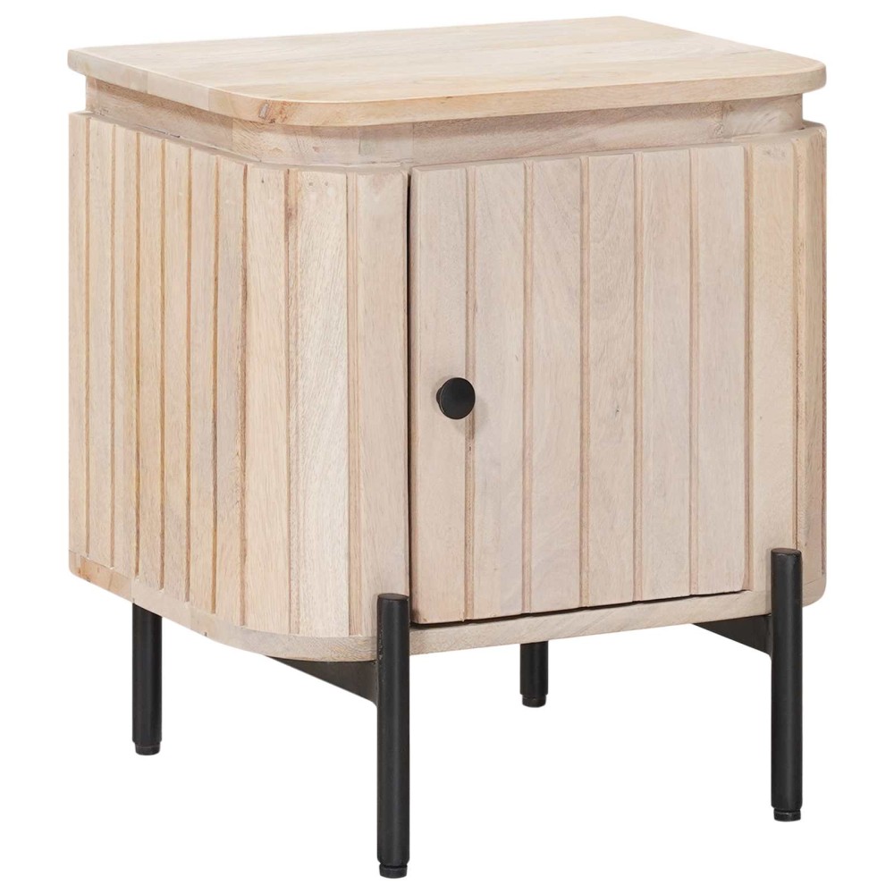 vidaXL Χειροποίητο Κομοδίνο Λευκό 40x30x45cm Στερεό ξύλο μάνγκο 1 τεμ.