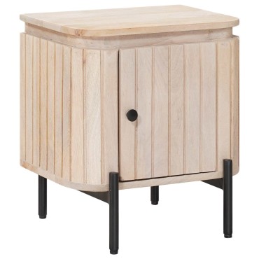 vidaXL Χειροποίητο Κομοδίνο Λευκό 40x30x45cm Στερεό ξύλο μάνγκο 1 τεμ.