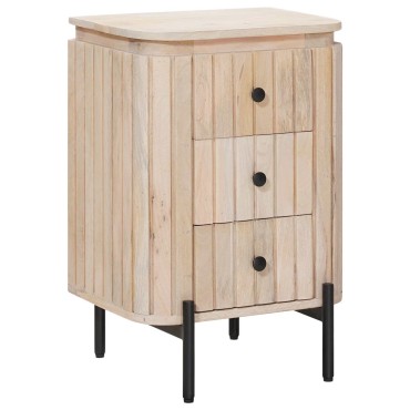 vidaXL Χειροποίητο Κομοδίνο Λευκό 40x30x60cm Στερεό ξύλο μάνγκο 1 τεμ.