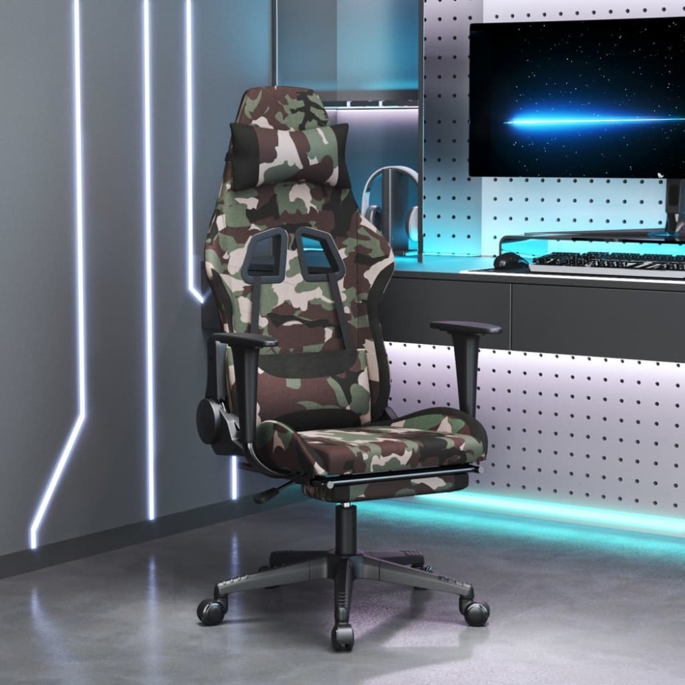 vidaXL Καρέκλα Gaming Παραλλαγή/Μαύρο Ύφασμα με Υποπόδιο 64x60x(117-127)cm 1 τεμ. vidaXL Καρέκλα Gaming Παραλλαγή/Μαύρο Ύφασμα με Υποπόδιο 64x60x(117-127)cm 1 τεμ.