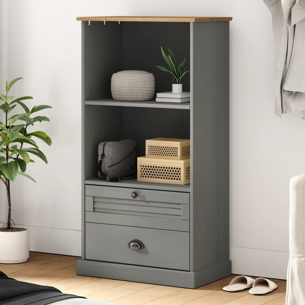 vidaXL Βιβλιοθήκη VIGO Γκρι 60x35x114,5cm από Μασίφ Ξύλο Πεύκου 1 τεμ.
