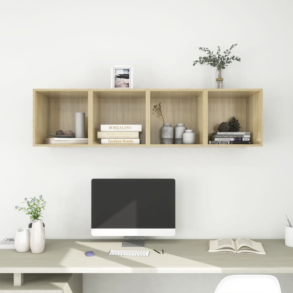 vidaXL Ντουλάπια Τοίχου 4 τεμ. Sonoma Δρυς 37x37x37cm από Επεξ. Ξύλο