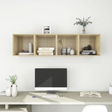 vidaXL Ντουλάπια Τοίχου 4 τεμ. Sonoma Δρυς 37x37x37cm από Επεξ. Ξύλο
