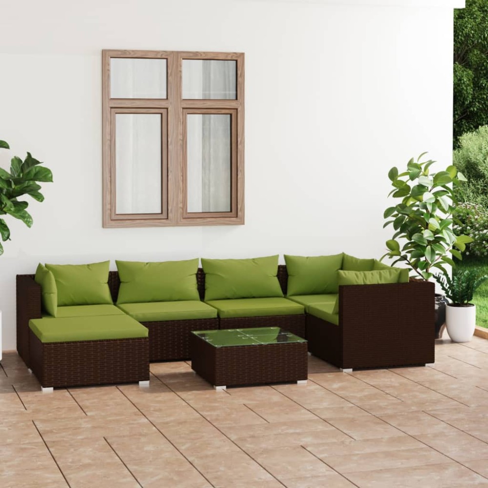 vidaXL Σαλόνι Κήπου Σετ 7 τεμ. Καφέ Συνθετικό Ρατάν με Μαξιλάρια 70x70x60,5cm vidaXL Σαλόνι Κήπου Σετ 7 τεμ. Καφέ Συνθετικό Ρατάν με Μαξιλάρια 70x70x60,5cm