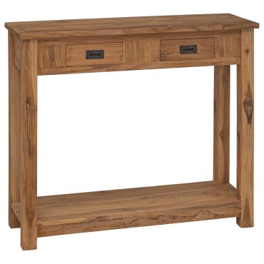vidaXL Τραπέζι κονσόλας Φυσικό 90x30x80cm Στερεό Ξύλο Τίκ