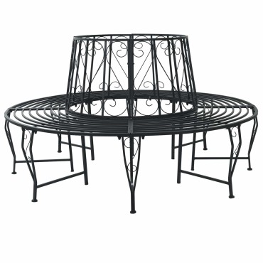 vidaXL Παγκάκι Δέντρου 160x89cm Ατσάλι Μαύρο Γύρος 1 τεμ.