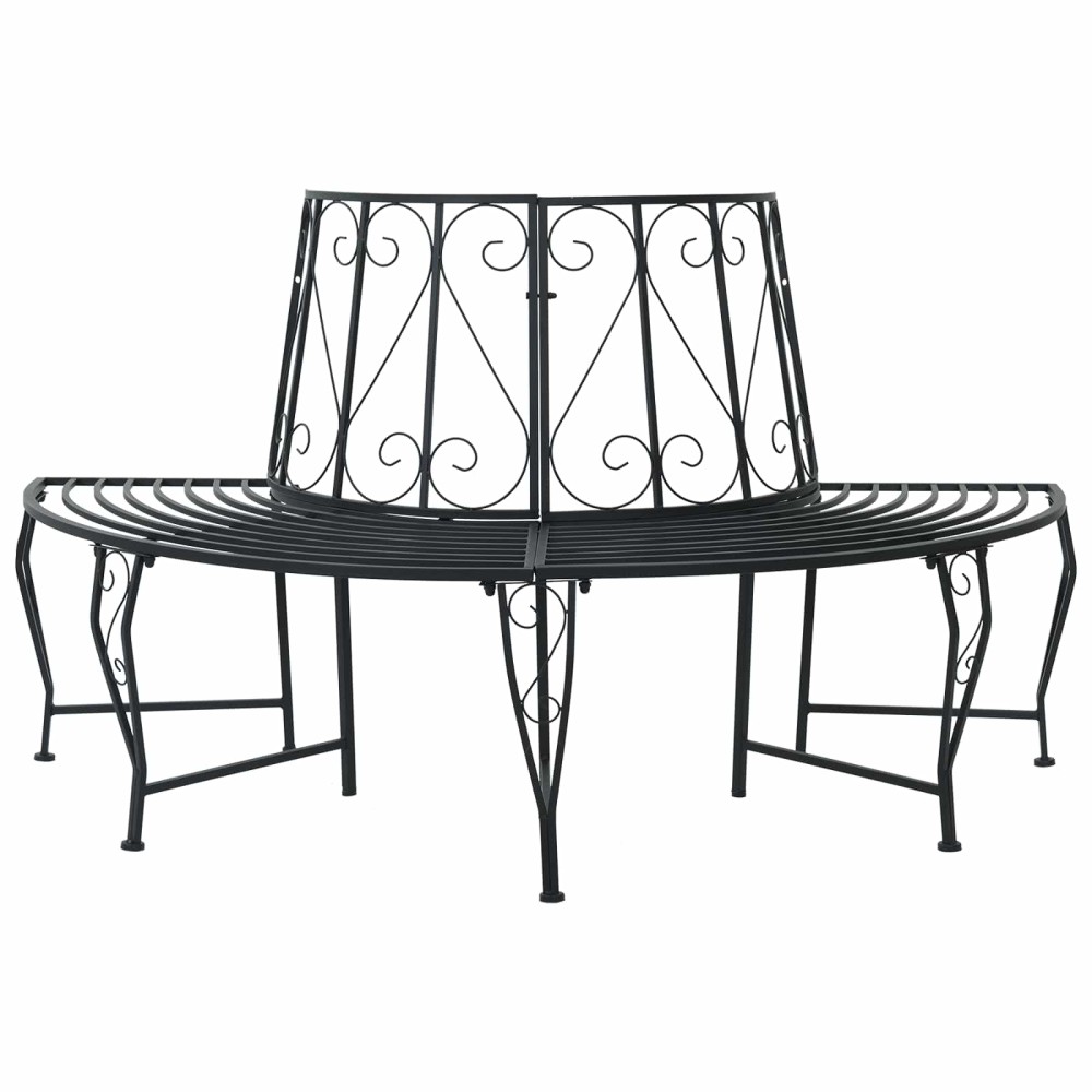 vidaXL Παγκάκι Δέντρου 4 -θέσιο 160x80x89cm steel Μαύρο 1 τεμ.