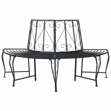 vidaXL Παγκάκι Δέντρου 4 -θέσιο 160x80x89cm steel Μαύρο 1 τεμ.