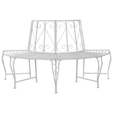 vidaXL Παγκάκι Δέντρου 4 -θέσιο 160x80x89cm steel Αντίκες Λευκό 1 τεμ.