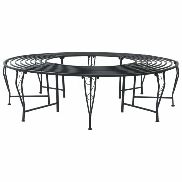 vidaXL Παγκάκι Δέντρου 8-Αριθμός καθισμάτων 160x44cm Ατσάλι Μαύρο 1 τεμ.