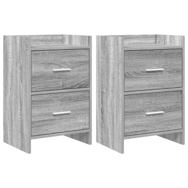 vidaXL Κομοδίνα 2 τεμ. Γκρι Sonoma 40x30x60cm Επεξεργασμένο Ξύλο