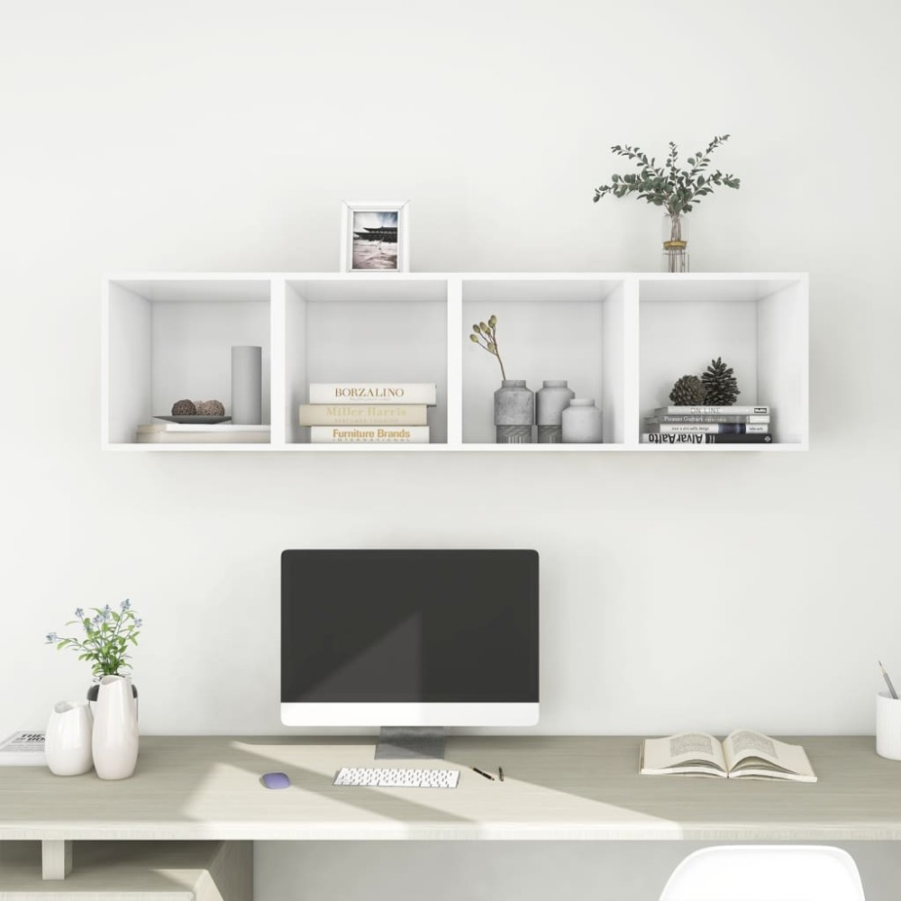 vidaXL Ντουλάπια Τοίχου 4 τεμ. Λευκά 37x37x37cm από Επεξ. Ξύλο