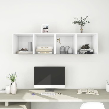 vidaXL Ντουλάπια Τοίχου 4 τεμ. Λευκά 37x37x37cm από Επεξ. Ξύλο