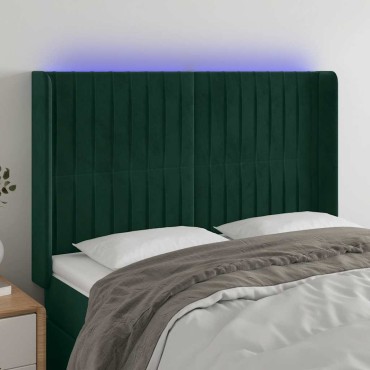 vidaXL Κεφαλάρι Κρεβατιού LED Σκούρο Πράσινο 147x16x118/128 εκ 1 τεμ.