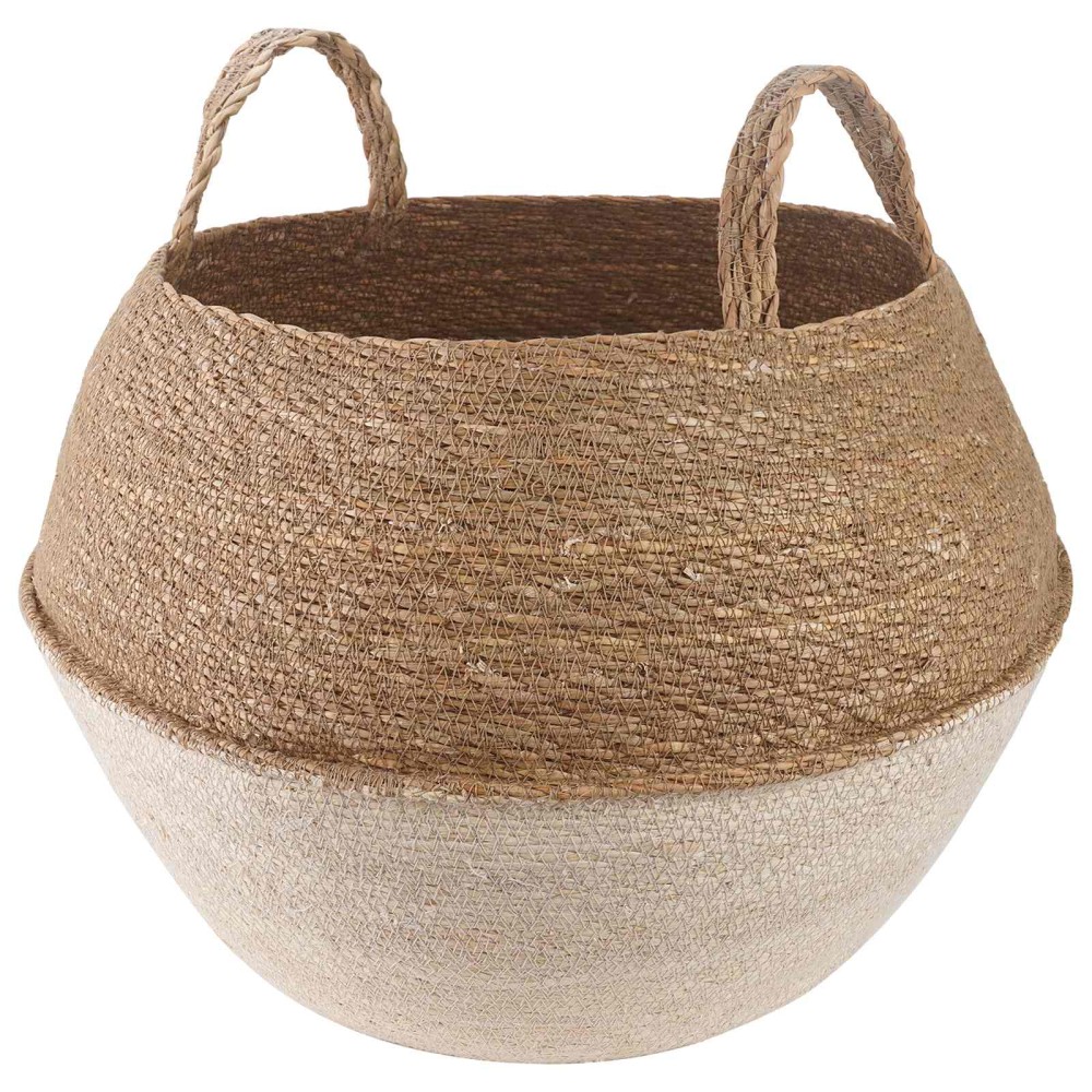 vidaXL Γλάστρα με Χερούλια Λευκό Ø 45 x 36 cm 100% Θαλασσόχορτο