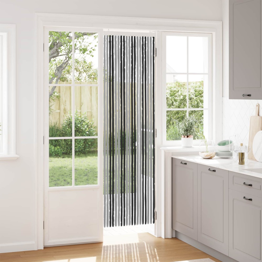 vidaXL Κουρτίνα εντόμων Chenille Γκρι και Μαύρο 56 x 200 cm 100% PP