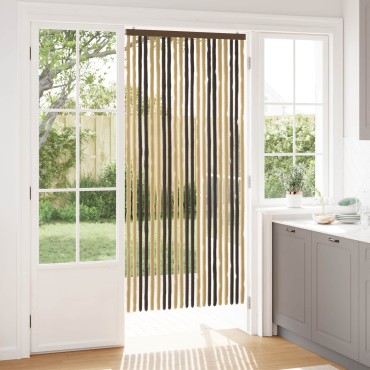 vidaXL Κουρτίνα εντόμων Chenille Σκούρο καφέ και μπεζ 90 x 200 cm