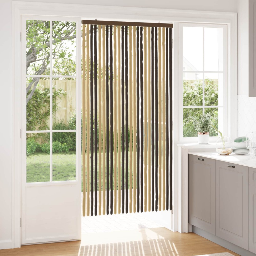vidaXL Κουρτίνα εντόμων Chenille Σκούρο καφέ και μπεζ 100 x 200 cm
