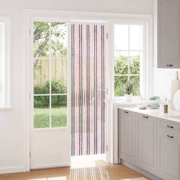 vidaXL Κουρτίνα εντόμων Chenille Ασημί Γκρι και Ροζ 56 x 200 cm