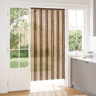 vidaXL Κουρτίνα εντόμων Chenille Καφέ και μπεζ 100 x 200 cm 100% PP