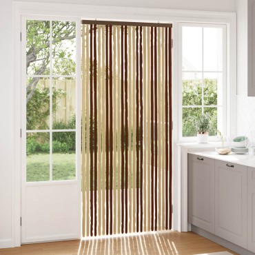 vidaXL Κουρτίνα εντόμων Chenille Καφέ και μπεζ 100 x 220 cm 100% PP