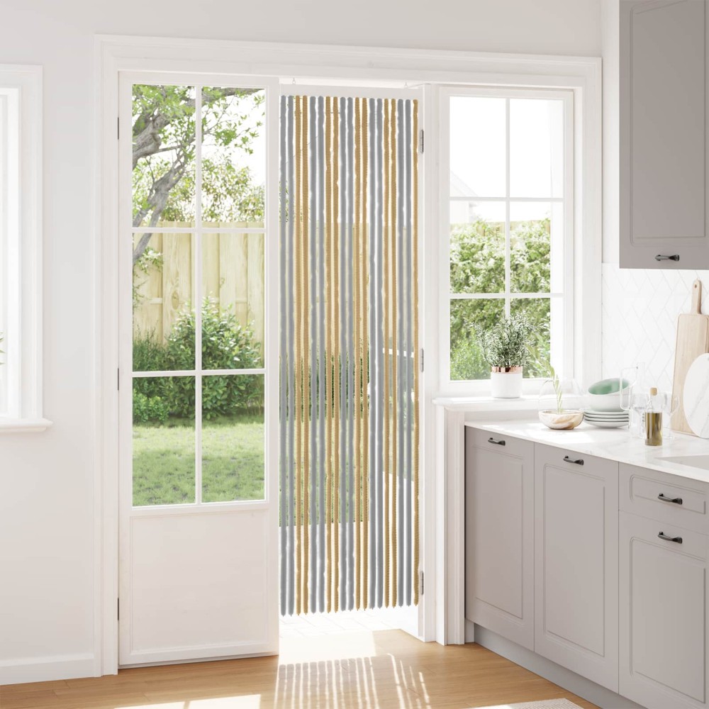 vidaXL Κουρτίνα εντόμων Chenille Γκρι και Μπεζ 56 x 200 cm 100% PP