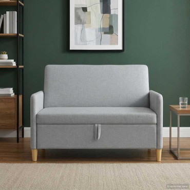 vidaXL Καναπές με Αποθήκευση Ανοιχτό γκρι 122x78x87cm Πολυεστέρας
