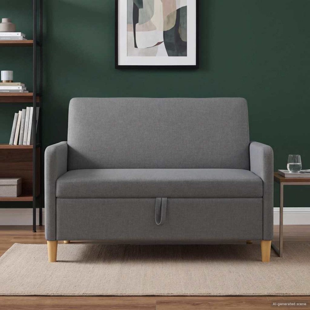 vidaXL Καναπές με Αποθήκευση Σκούρο Γκρι 122x78x87cm Πολυεστέρας