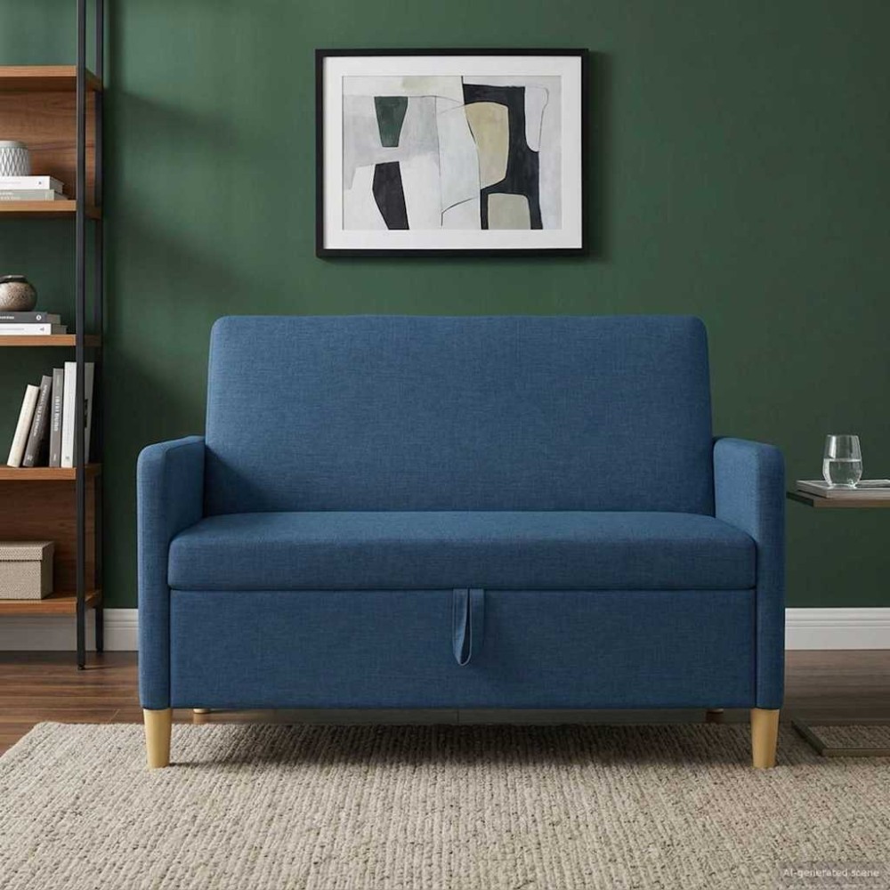 vidaXL Καναπές με Αποθήκευση Μπλε 122x78x87cm Πολυεστέρας